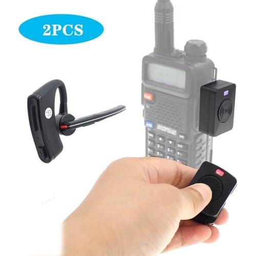 2PCS Walkie talkie Handsfree Bluetooth PTT earpiece wireless headphone/headset For Phone/BaoFeng / Kenwood K Radio Moto Bike