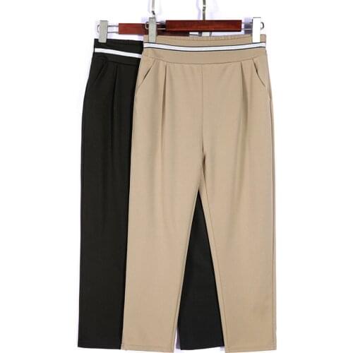 2021 Summer Thin Section Pants Womens Pants High Waisted Casual Suit Pants Office Lady Women Large size Cropped Trousers