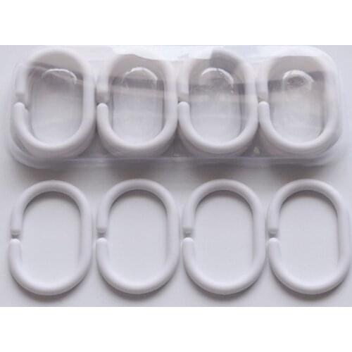 24pcs/Set White Plastic C Shape Bath Drape Shower Ring Loop Bendable Bathroom Curtain Hooks