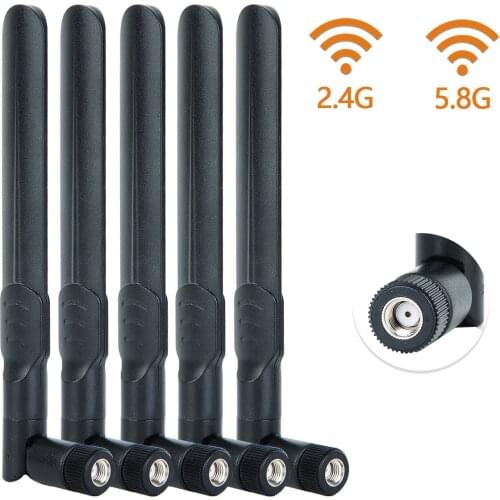5pcs 8dbi 2.4GHz 5.8Ghz Dual Band WiFi Antenna RP-SMA Male Connector High Gain WiFi Signal Booster for Wireless Network Router