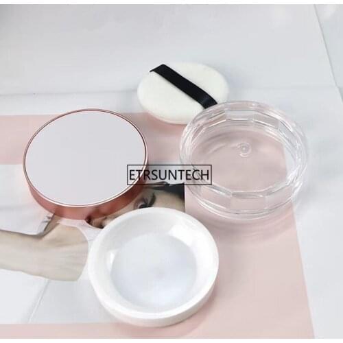 50pcs 20g loose powder plastic elastic net jar makeup portable blush can filled box cosmetic Packaging container with puff F3853