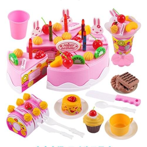75 pcs/Set Birthday cake Toy Children DIY Pretend Kitchen Food early education Role Play Kids Puzzle toy for children Gift