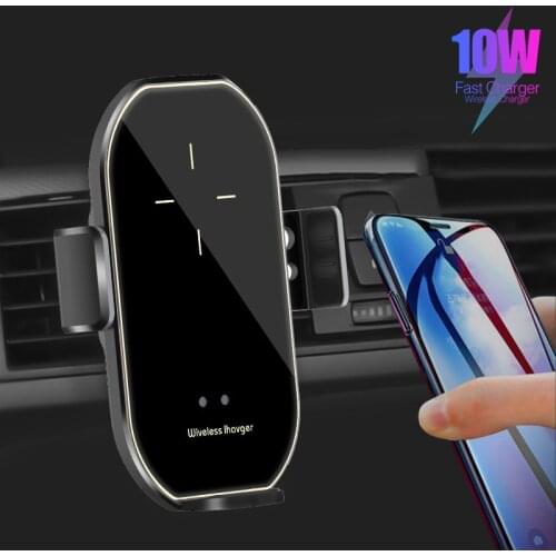 QI 10W Wireless Car Charger Holder Mount Infrared Sensor Auto Clamping Fast Charging Phone Station For iPhone 12 11 XS XR Xiaomi