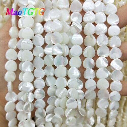 Natural White Shell Heart Shape Beads For Jewelry Making Necklace Bracelet 10mm Mother Of Pearl Shell Bead Accessories Wholesale