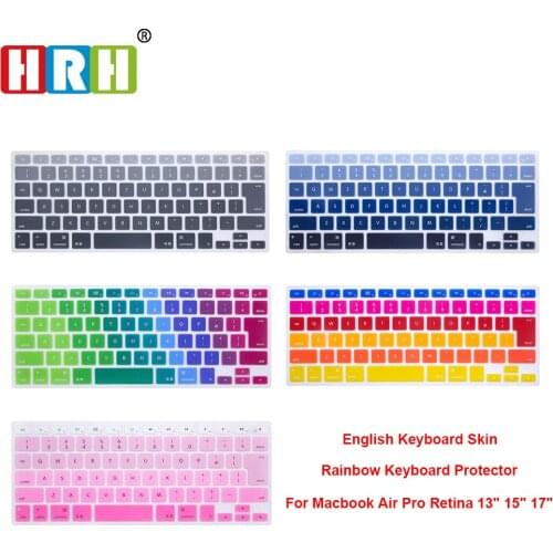 HRH 50pcs Anti-dust Rainbow English Keyboard Cover Skin Protector for Macbook Air Pro Retina 13" 15" 17" Japanese Version