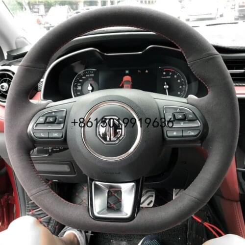 Black Suede For MG6 MG3 SW 7 MG5 ZS HS DIY Hand Sewning Car Steering Wheel Cover