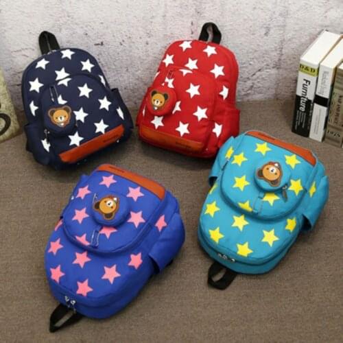 Childrens Backpacks Stars Printing Nylon Kids Kindergarten School Bags Baby Boys Girls Nursery Newborn Cute Rucksack Outdoor