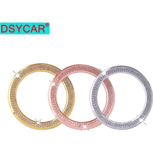 DSYCAR 1Pcs Car Steering Wheel Cover Alloy Decoration Frame for bmw Rhinestone (Rose Gold/Silver/Gold)