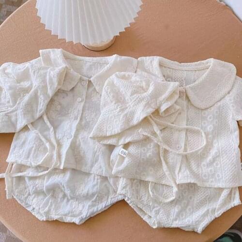 Elegant Baby Lace Clothing Set Short Sleeve Blouse+Bloomers 2Pcs Set Children Summer Clothes Toddler Girls Clothing 0-24M