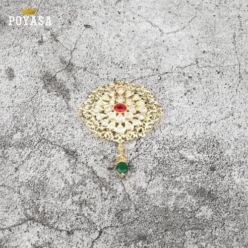 Colorful Crystal Brooches for Women Men Wedding Bridal Party Water Drop Golden Brooch Pin Jewelry Pendent