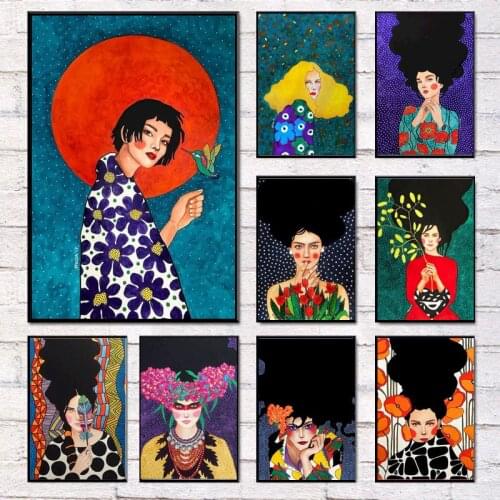 Numbers Kits Long Hair Cool Girl Figure Canvas Painting Poster and Print Acrylic Bedroom Wall Artcraft Pictures Home Decoration