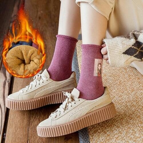 Cartoon socks meias divertidas frilly calcetines skarpetki women funny cute mujer winter meia long antideslizante anime thick