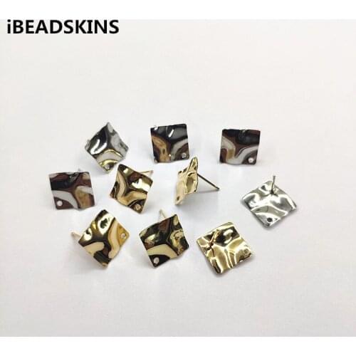 New arrival! 12mm 100pcs/lot Copper Square shape earrings Studs for Necklace,Earrings parts,hand Made Jewelry DIY