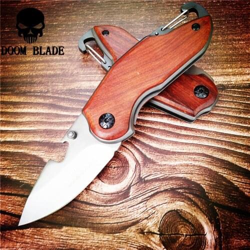 146mm 5CR15MOV Blade Knives Folding Knife Wood Handle Mushroom Picking Mini Pocket Knife Camping Hunting Survival Knives Tools