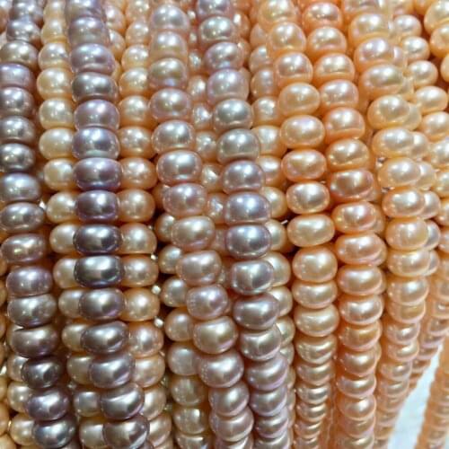 Wholesale 8-9MM Freshwater Button Shape Pearl Necklace Strand String Jewelry Beads Accessory 10pcs/lot