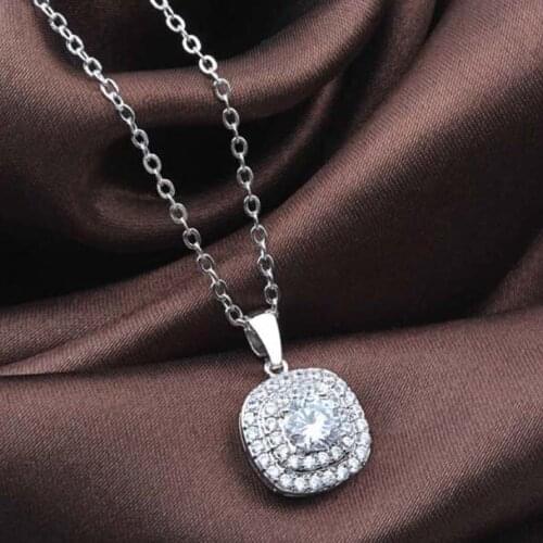 Pinfirst 1.25 CT Heats and Arrows Cut Zircon Pendant Necklace Necklace for Women Wedding and Engagement