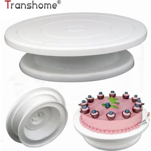 Transhome Cake Turntable Plastic Cake Stand Rotating Anti-skid Cake Decorating Turntable Cake Rotary Table Kitchen Baking Tools