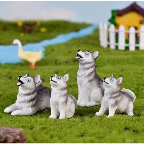 4Pcs Resin Sled Dog DIY Decoration Miniature Dollhouse Sled Dog Fairy Home Decoration Garden DIY Decoration