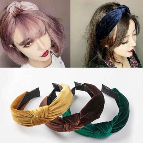 Korean Width Cross Gold Velve Knotted Cute Hairband Turban Hair Band Bandanas Headband Women Hair Accessories for Girls Hoop