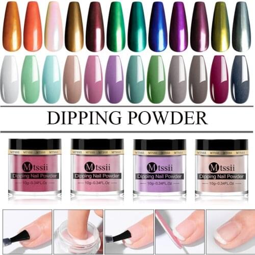 Mtssii Pure Color Flash Dipping Powder Nail Art Dip Liquid French Chrome Dust Pigment Decor Glitter Mirror Dip Powder