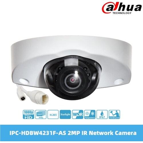 Dahua IPC-HDBW4231F-AS 2MP IR Mini Dome Network Camera IP67 IK10 PoE H.265 & H.264 1080P 2.8mm Fixed Lens