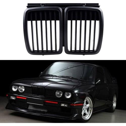 Front Grille Replacement for BMW E30 3-Series M3 Front Hood Bumper Grill Matte Black 1982-1994