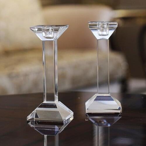 Modern Crystal candle holders glass minimalist votive candle holder Matching Stick Candle candelabra wedding decoration