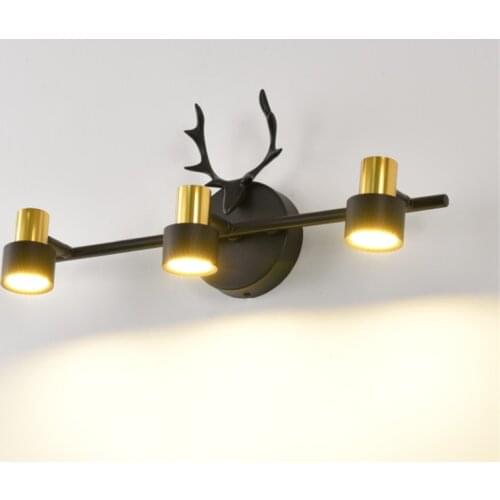 Modern Nordic Black/White 2/3/4 Heads Mirror Light Simple Creative Bright Deer Metal Wall Lamp 2632