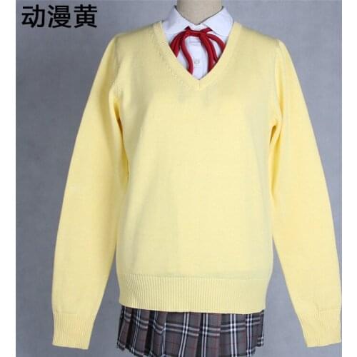 JK Sweater Coat japanese school uniform JK Uniform Mens and Womens Students Knitted V-neck Pullover Uniform Cos Pure Cotton