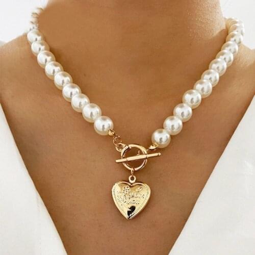 Heart Pearl Necklaces Elegant Flower Pearl Choker Necklaces Trendy NEW 2021 Jewelry Pendant Necklace Long Chain Party Jewelry