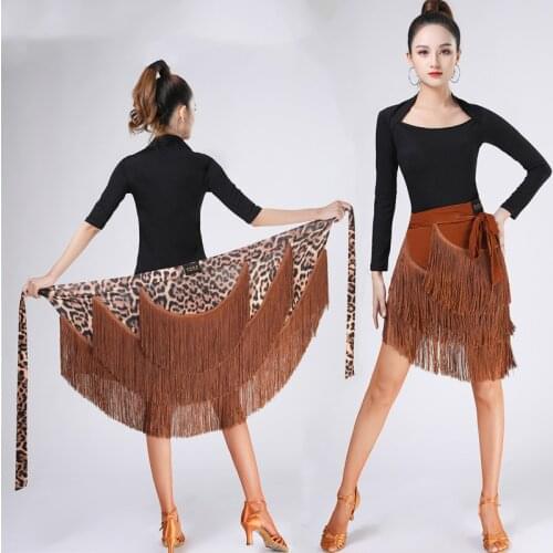 Latin Dance Skirt for Women Ballroom Latin Salsa Tango Tassel Adult Dance Skirts Skate Wrap Scarf Fringe Practice Dancing