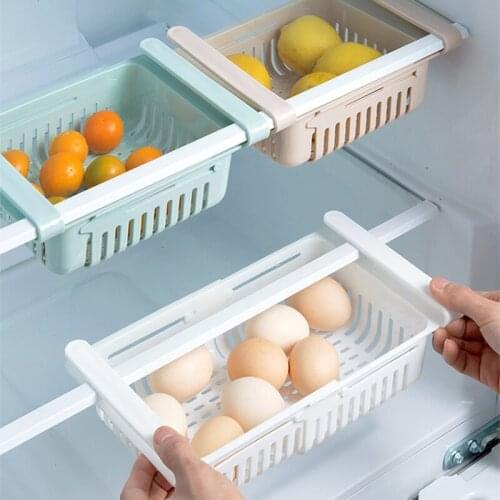 1PC Refrigerator Organizer Box Stretchable Fridge Freezer Storage Rack Kitchen Fridge Shelf Pull-out Drawer Baskets