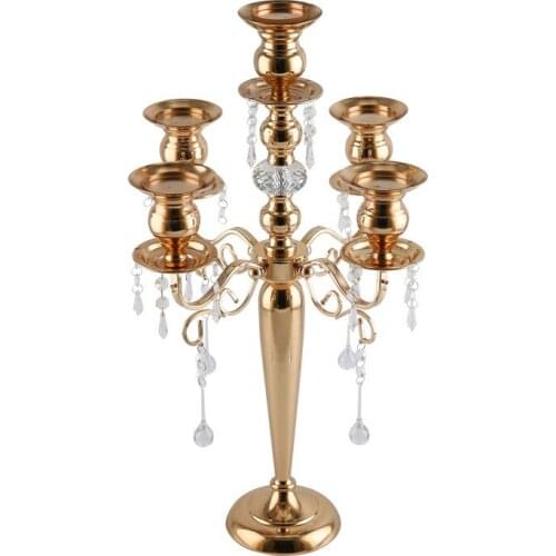 10pcs luxury candelabra 5 arm candle holder gold centerpieces for wedding event party decortion marriage table top decoration