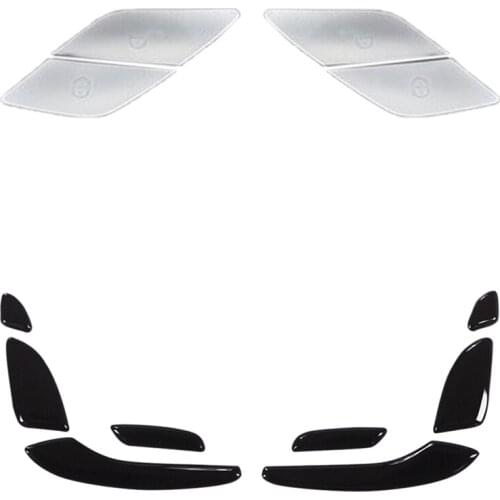 12 Pcs Car Door Switch Unlock Buttons Sequins Decoration Cover Trim,Silver & Gloss Black