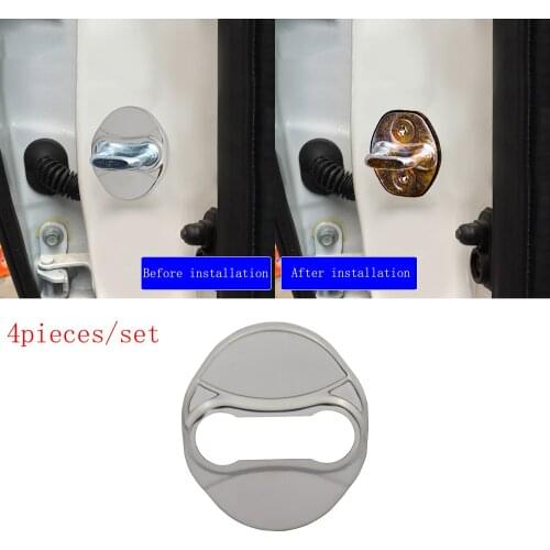 4 pcs silver Stainless Steel Car Door Lock Protective Buckle Cover case for Hyundai Tucson ix35 2010-2015