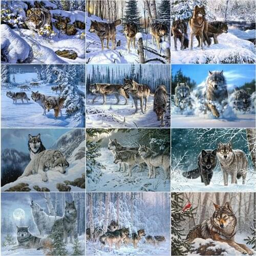 EverShine 5D Diamond Painting Animal Full Square Diamond Embroidery Wolf DIY Cross Stitch Kit Beaded Needlework Decor For Home