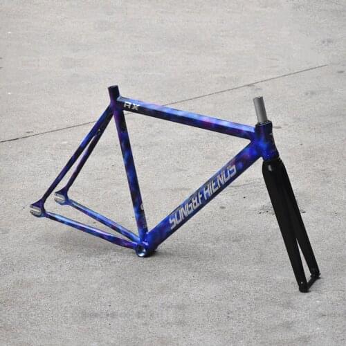 Song&friends RX starry sky 700c 6061-T6 Aluminum Fixed Gear Frame carbon Fork Fixie Bike Frame 48-60cm High Quality Frameset