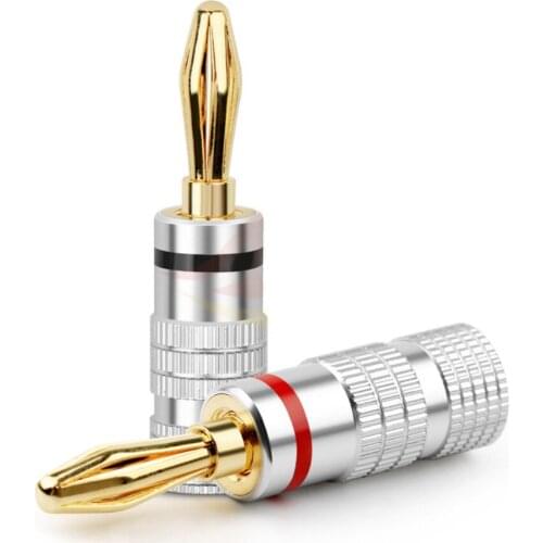 Banana Connector With Screw Lock Gold-Plated 4MM Banana Speakers For Audio Jack Hifi Speaker Terminals Binding Post White