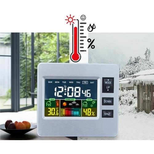 Wireless Weather Station Alarm Clock Indoor Thermometer Temperature Temp. Humidity Meter for Home Office