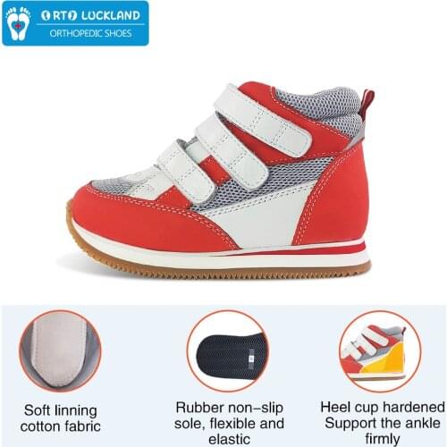 Children Casual Shoes Genuine Leather Orthopedic Footwear For Kids Toddler Rigid Anti Slip Rubber Spring Autumn Ankle Booties