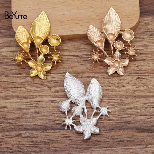 BoYuTe (10 Pieces/Lot) 38*51MM Metal Alloy Flower Base Materials Factory Supply Handmade DIY Jewelry Accessories