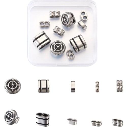 10pcs/box 304 Stainless Steel Multi-strand Links Two Hole Beads Spacer For Leather Cord Bracelets Jewelry Making Accessories