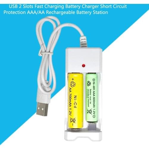 Hot USB 2 Slots Fast Charging Battery Charger Short Circuit Protection AAA and AA Rechargeable Battery Station High Quality