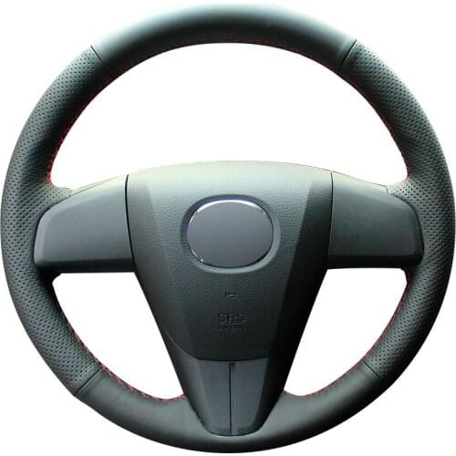 Black Synthetic Leather Car Steering Wheel Cover for Mazda 3 Axela 2008-2013 Mazda CX-7 CX7 2010-2016 Mazda 5 2011-2013