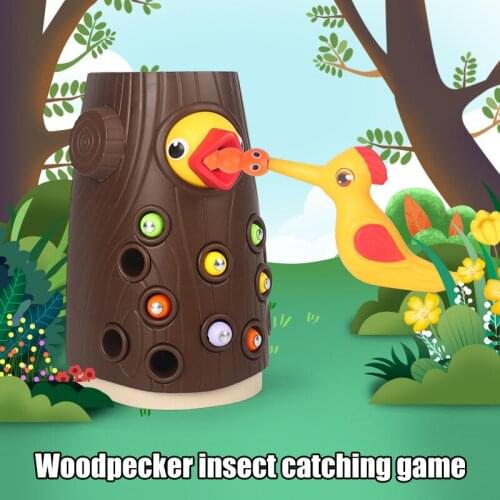 Magnetic Catch Insect Toy Kids Bird Catch Worm Woodpecker Animal Feeding Game Toys Montessori Child Educational Fishing Toys Set