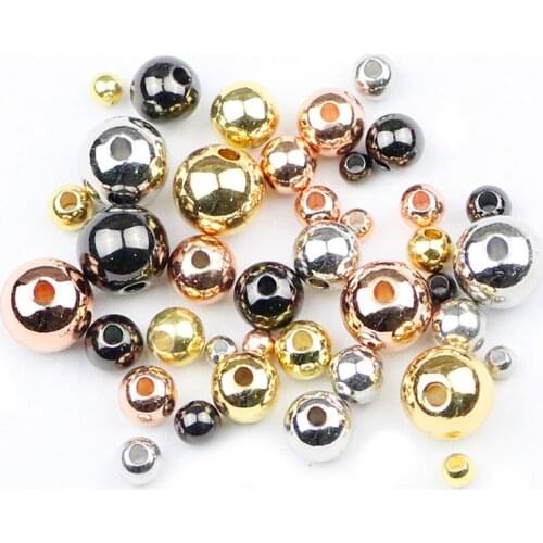 JHNBY Copper Spacer beads ball Gold/black 4 Color 3/4/5/6/8MM Metal Round Loose beads for Jewelry bracelet making DIY Findings