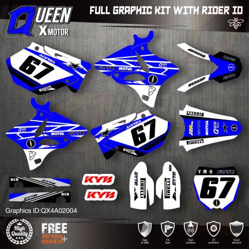 QUEEN X MOTOR Custom Team Graphics Backgrounds Decals 3M Stickers Kit For YAMAHA 2002-2014 YZ125 YZ250 004