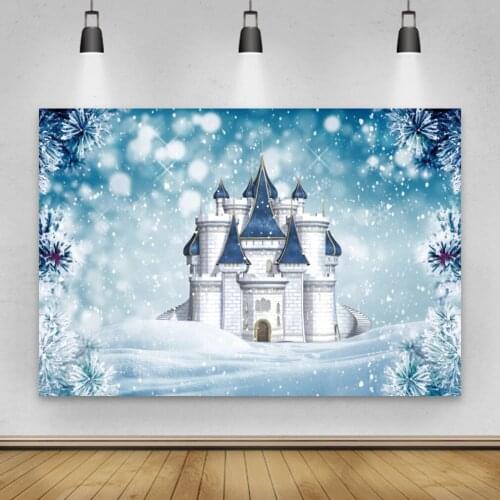 Laeacco Winter Snow Scenc Fairytale Castle Photography Backdrop Party Baby Portrait Polka Dots Photo Background For Photo Studio