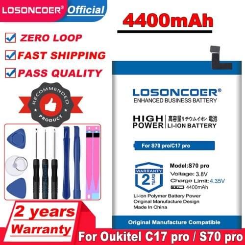 LOSONCOER Top Brand 100% New S70 pro 4400mAh Battery for Oukitel S70 pro for Oukitel C17 pro Smart Phone Batteries