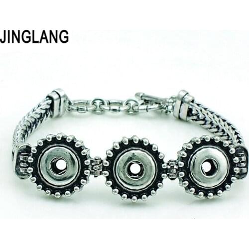 Fashion Link Bracelets Silver Gray Interchangeable 12mm Snap Buttons Chain Bracelets & Bangles Jewelry
